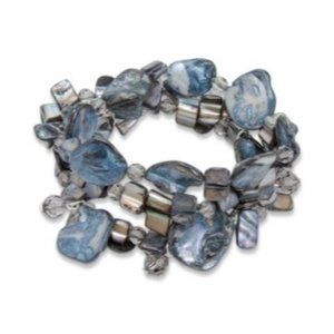 Style & Co Silver-Tone 3-Pc. Set Disc, Bead & Stone Stretch Bracelets